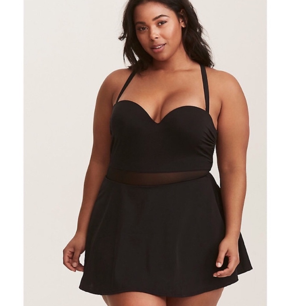 Torrid Mesh Inset Skater One-Piece Swimsuit